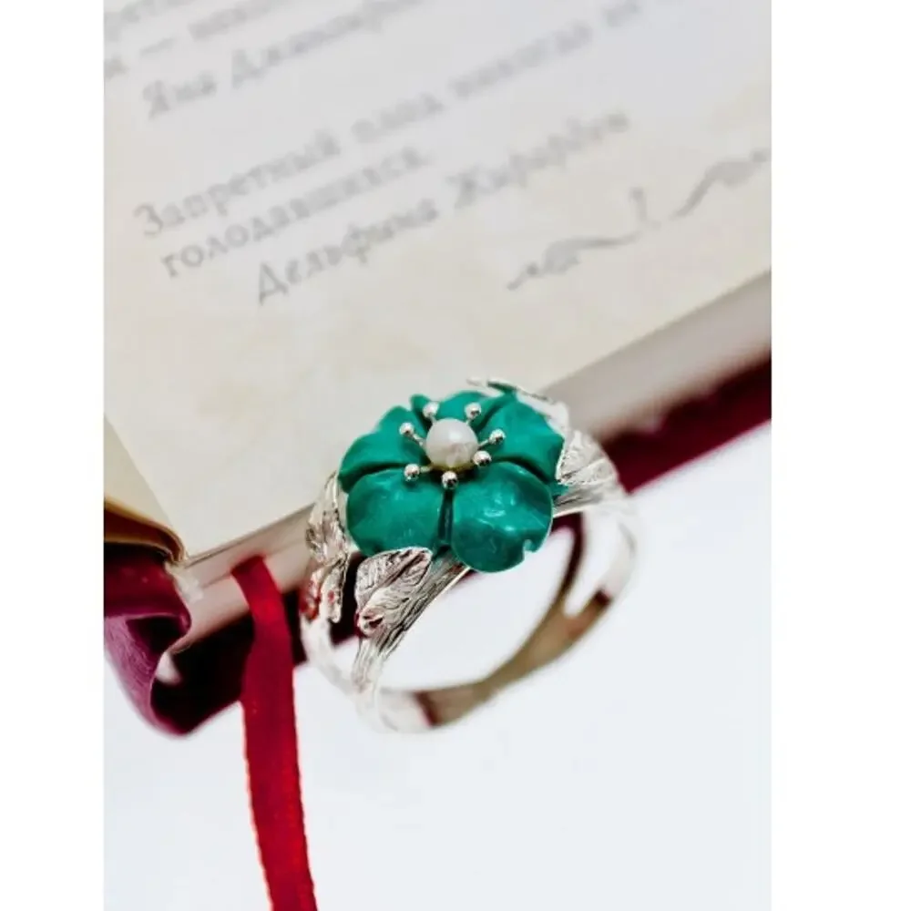 925 Sterling Silver Pearl & Enamel 